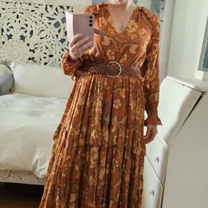 Spell Brown Long Sleeve Tiered Sundress